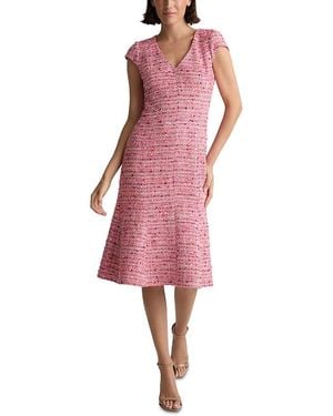 St. John Provence Tweed Cap Sleeve Dress - Red