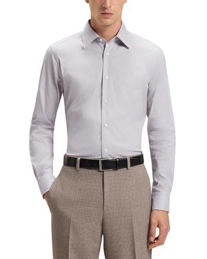 BOSS L Hays Slim Fit Kent Collar Button Down Shirt - Gray