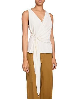 Santorelli Danna Sleeveless Faux Wrap Top - White