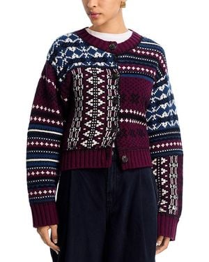 Sea Linea Fair Isle Cardigan Sweater - Blue