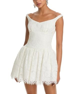 Self-Portrait Floral Lace Mini Dress - White