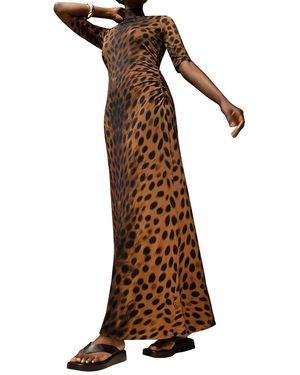 Ro & Zo Mock Neck Jersey Dress - Brown