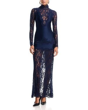 Rabanne Lace Long Sleeve Maxi Dress - Blue