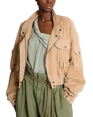 Balmain Suede Bomber Jacket - Green