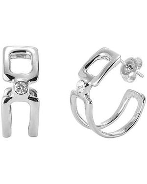 Uno De 50 Double Hoop Topaz Earrings - White