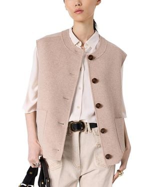 Gerard Darel Talmine Wool Buttoned Vest - Natural