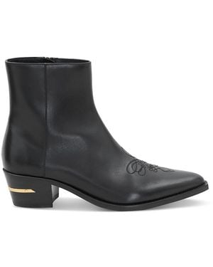 Amiri Pointed Toe Leather Western Boots - Black