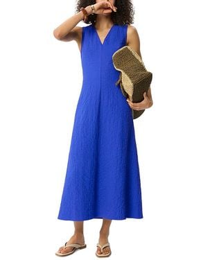 Whistles V Neck Textured Dress - Blue