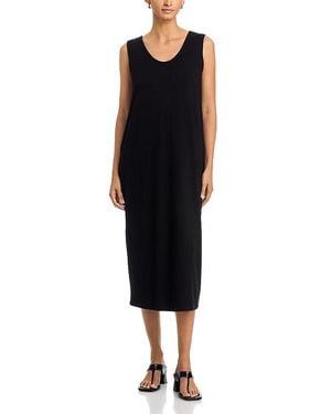 Eileen Fisher Curved V Neck Oval Dress - Black