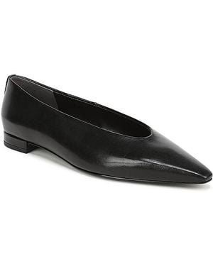Sam Edelman Emory Pointed Toe Leather Ballet Flats - Black