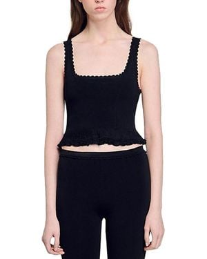Sandro Ruffled Cropped Top - Blue