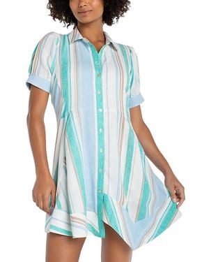 Liverpool Los Angeles Raglan Asymmetric Woven Shirt Dress - Blue