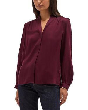 Hobbs Gwen Satin Button Front Blouse - Purple
