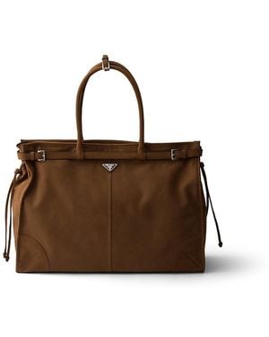 Prada Bonnie Nubuck Leather Tote Bag - Brown