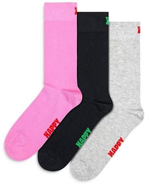 Happy Socks Solid Socks, Pack Of 3 - Pink