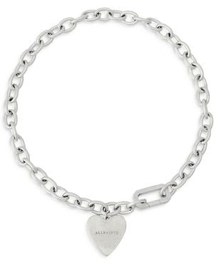 AllSaints Lia Heart Charm Chunky Necklace, 17 - White