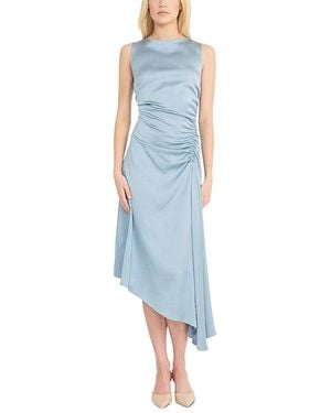 Luxely Boat Neck Asymmetric Midi Dress - Blue