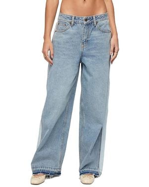 Edikted Cailin Contrast Panel Low Rise Baggy Jeans - Blue