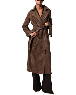Reiss Suede Trench Coat - Brown