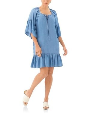 Karen Kane Ruffle Hem Dress - Blue