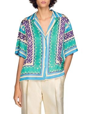 Sandro Flower Print Shirt - Blue