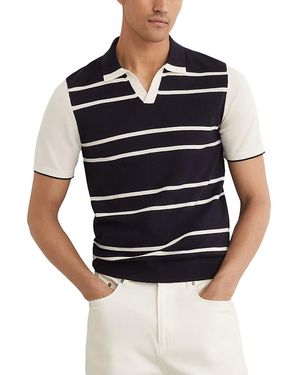 Reiss Miles Short Sleeve Merino Wool Sweater Polo - Black