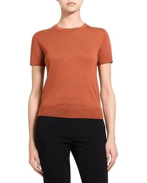 Theory Lightweight Wool Short Sleeve Top - Black