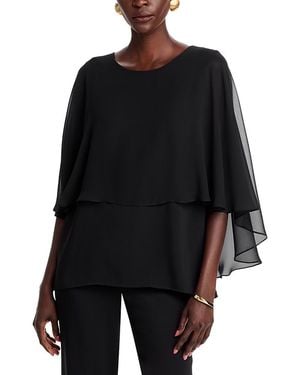 Caroline Rose Capelet Overlay Top - Black