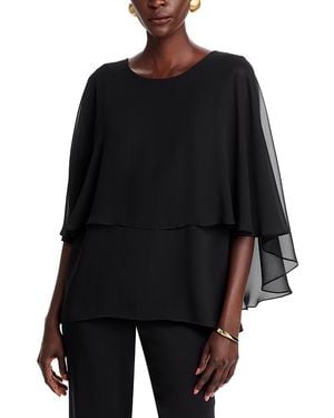 Caroline Rose Capelet Overlay Top - Black