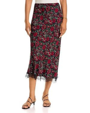 Veronica Beard Clover Lace Trim Printed Skirt - Red