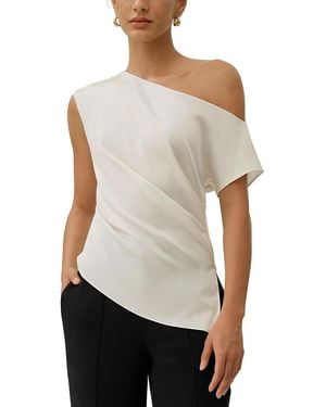 LILYSILK Stretch Silk Charmeuse Asymmetric Top - White