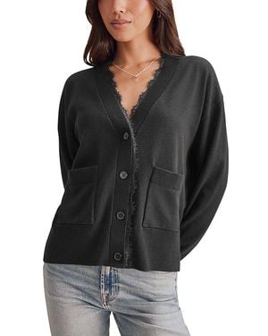 Splendid Georgie Lace Trim Cardigan - Black