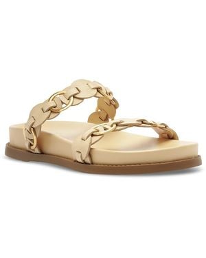 SCHUTZ SHOES Selina Sporty Leather Slide Sandals - Natural