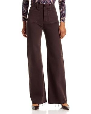 Veronica Beard Grant High Rise Wide Leg Jeans - Brown