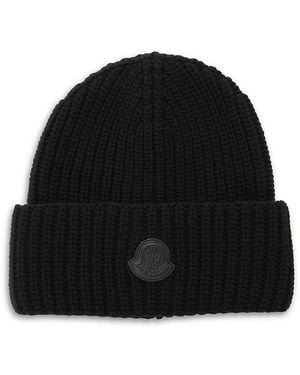Moncler Ribbed Beanie Hat - Black