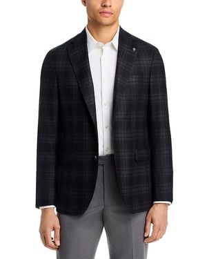 Jack Victor Midland Regular Fit Brushed Tonal Plaid Wool Sport Coat - Black