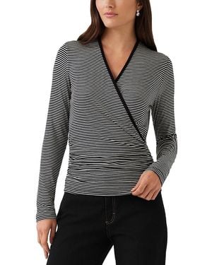 Karen Kane Crossover Neck Side Shirred Top - Gray
