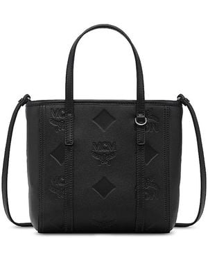 MCM Toni Maxi Monogram Leather Shopper Bag - Black