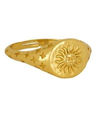 Ottoman Hands Sunray Signet Ring - Metallic