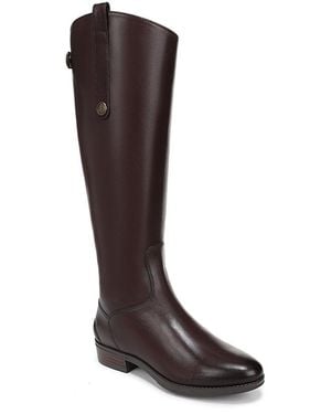 Sam Edelman Penny Round Toe Leather Low-Heel Riding Boots - Brown