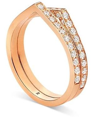 Repossi 18K Antifer Diamond V Shaped Double Row Band - Metallic