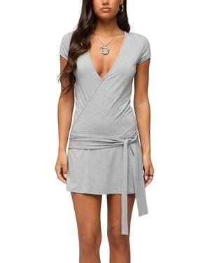 Edikted Winnie Tie Wrap Mini Dress - Gray