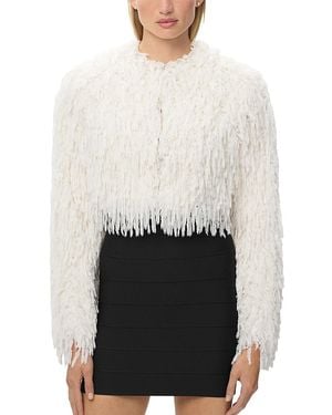 Hervé Léger The Amaya Faux Feather Short Jacket - White