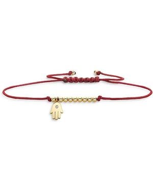 Sydney Evan 14K Diamond Hamsa Charm Cord Bracelet - White