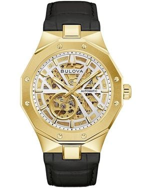 Bulova Automatic Prestige Leather Strap Watch, 42Mm - Metallic