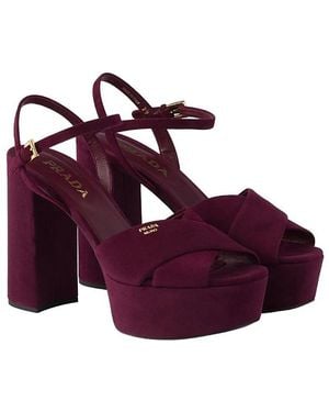 Prada Suede Platform Sandals - Purple