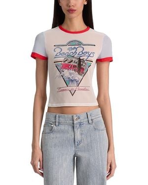 Alice + Olivia Tess Crewneck Tee - White