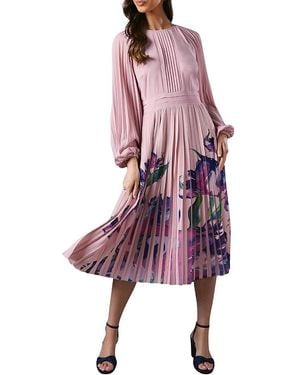 Coast Placement Print Pleat Dress - Purple