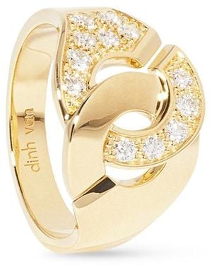 Dinh Van 18K Menottes Diamond Handcuff Statement Ring - Metallic