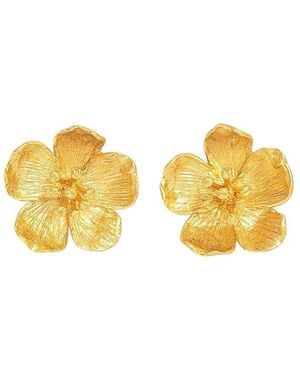 Ottoman Hands Buttercup Flower Stud Earrings - Yellow